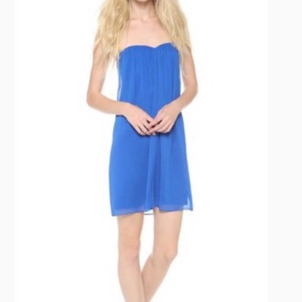 Alice and Olivia Jazz strapless dress in blue
